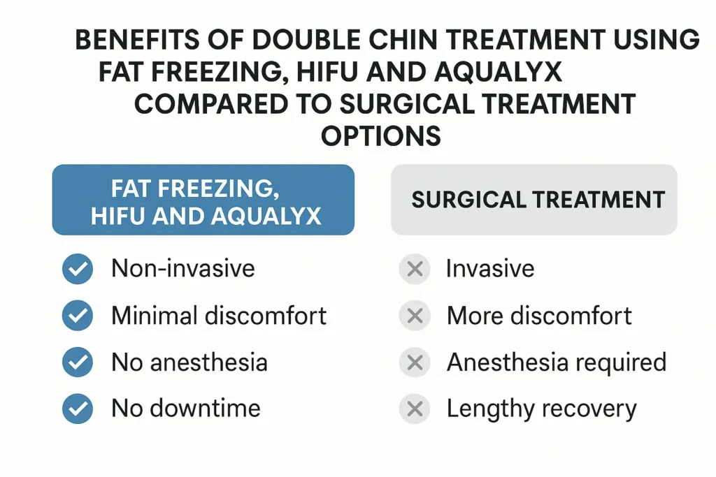 Graphic about the benefits of double chin treatment Basildon - from LA LIPO