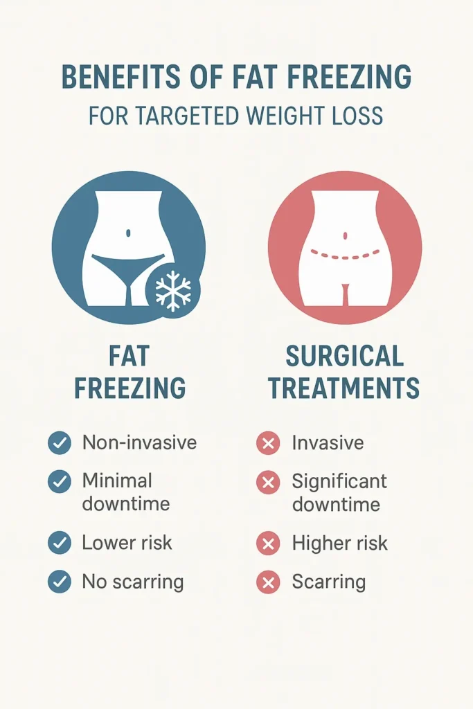 graphic showing the benefits of fat freezing Basildon