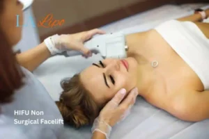 Woman having Hi-Fu to reduce wrinkles Basildon.