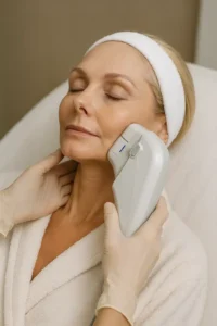 Woman receiving HIFU non surgical facelift treatment Basildon
